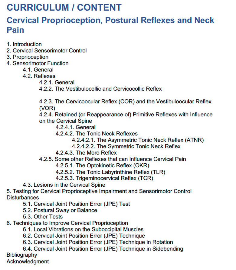 Cervical Proprioception, Postural Reflexes And Neck Pain Course Thinkific 