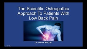 Osteopathy: Learn how to assess, differentiate and treat patients with low back pain efficiently